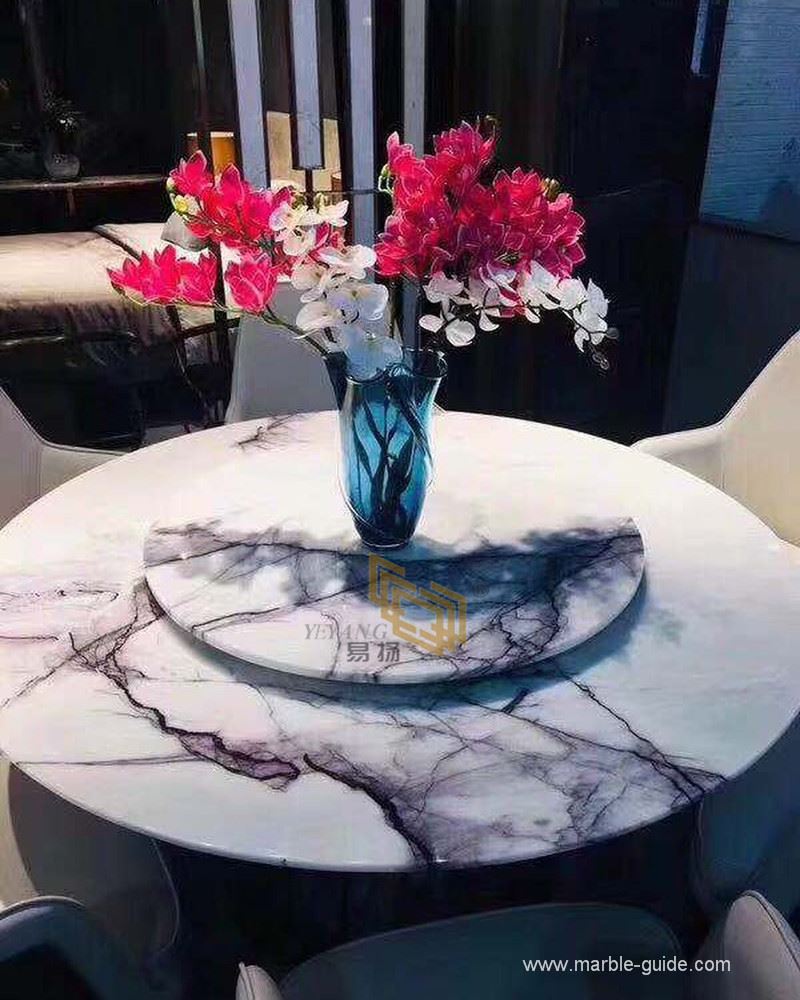 Lilac White Marble Round Table