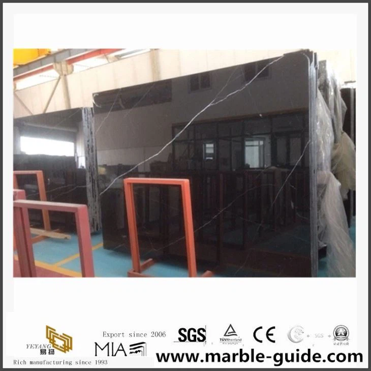 Natural China Marble Nero Marquina Slabs With Black Color Bathroom Tiles
